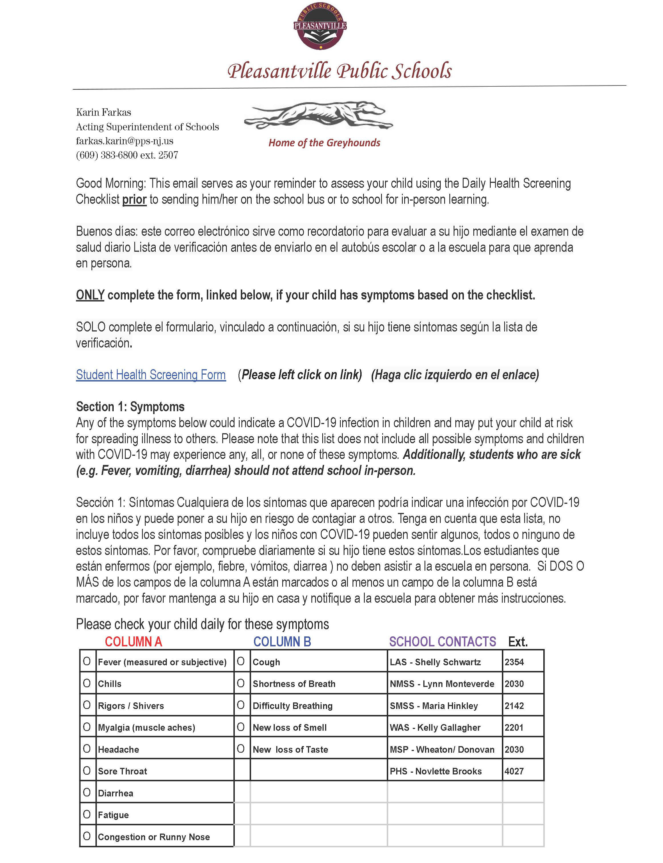 Daily Health Screenings