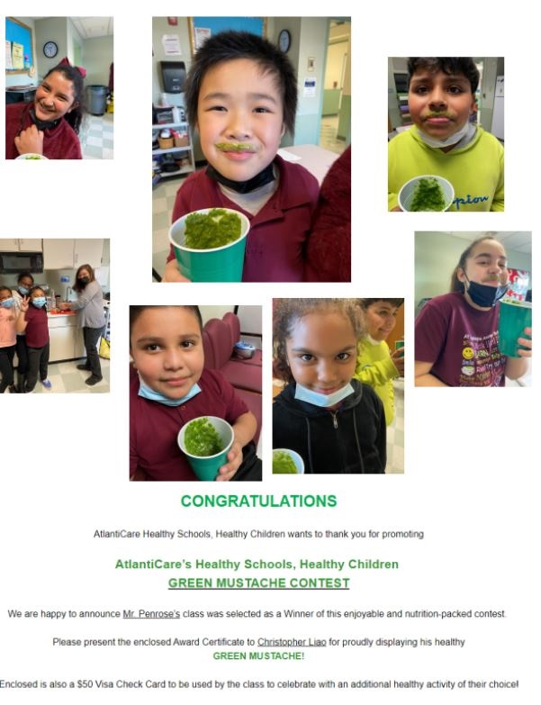 Congratulations AtlanticCare Healthy Snacks Healthy Children want to thank you for participating AtlanticCare's Healthy Schools, Healthy Children contest.
